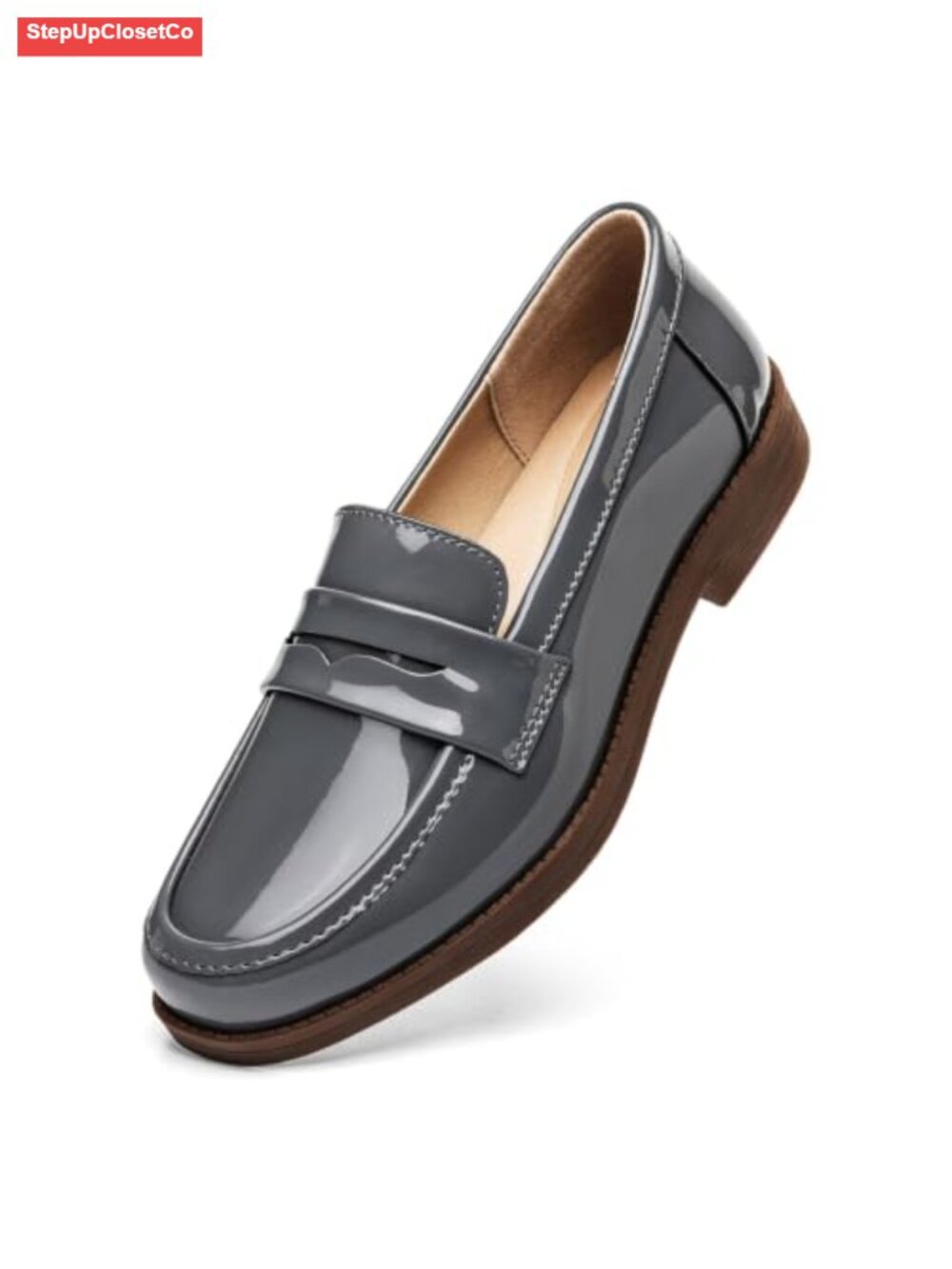 Women's Leather Penny Loafers Slip On Business Casual Comfortable Dress Shoes